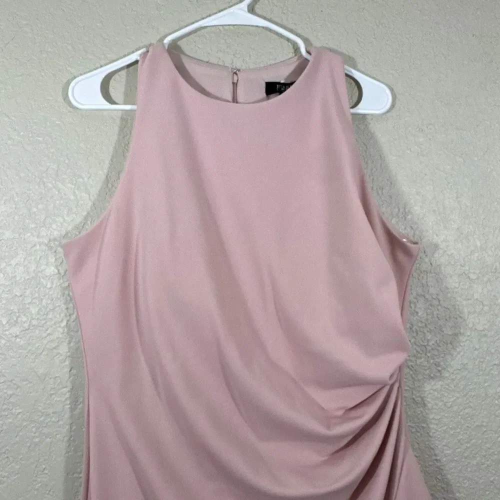 Women’s Evenings Pink Sleeveless Long Dress Tall Size 16 Ruched High Low Hemline